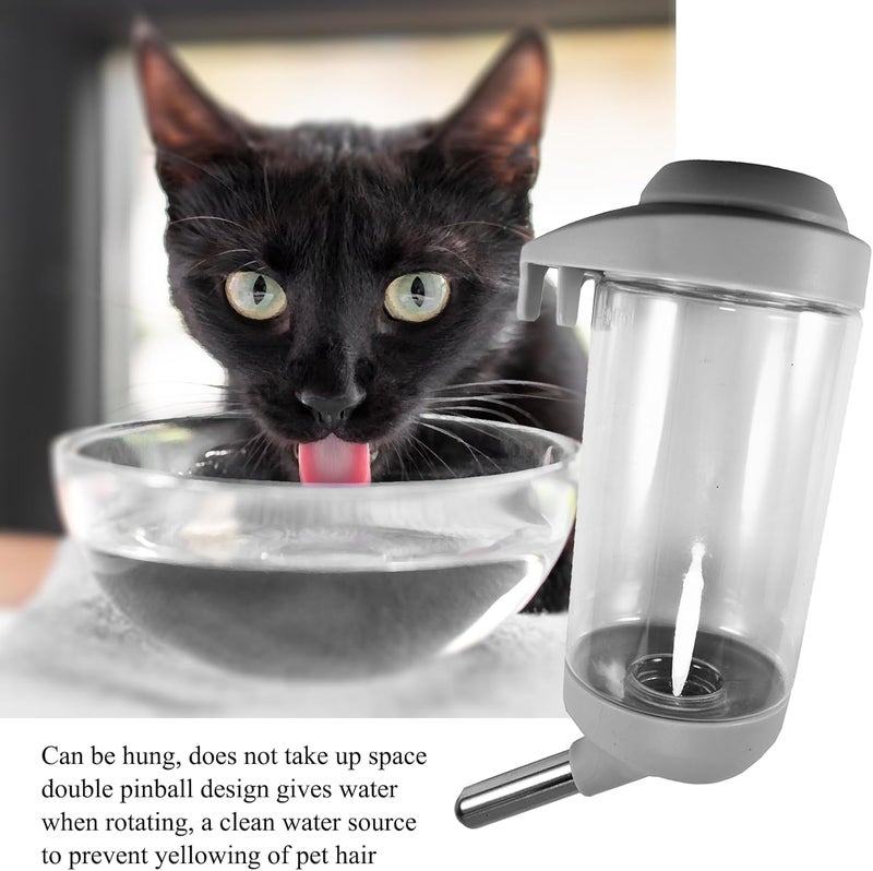 DEEUCHIS Dog Crate Water Bottle Dispenser - No Drip Cat Kennel Water Dispenser & Cage Water Feeder - Easy-to-Use Water Bottle for Dog Crate - Perfect for Keeping Your Pet Hydrated (Grey)-500ML - Image 4